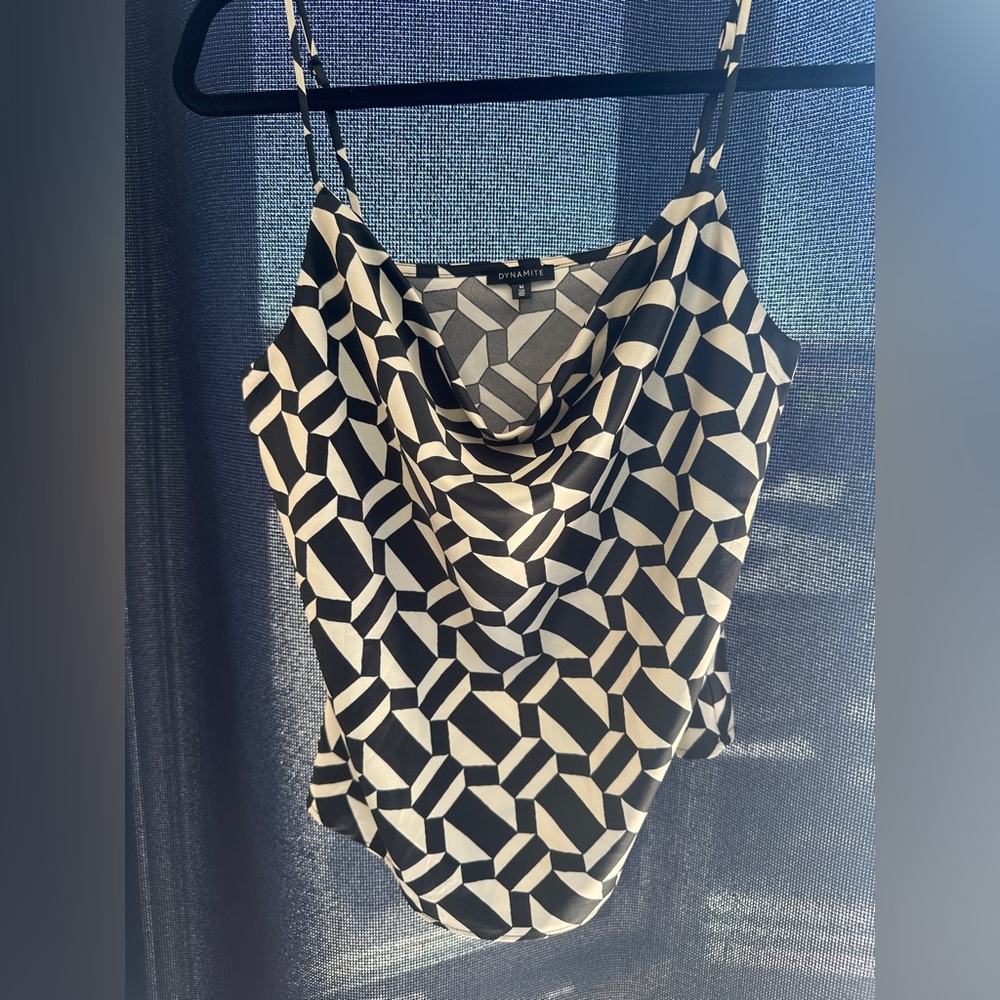 Dynamite Cream Asymmetrical Graphic Camisole
